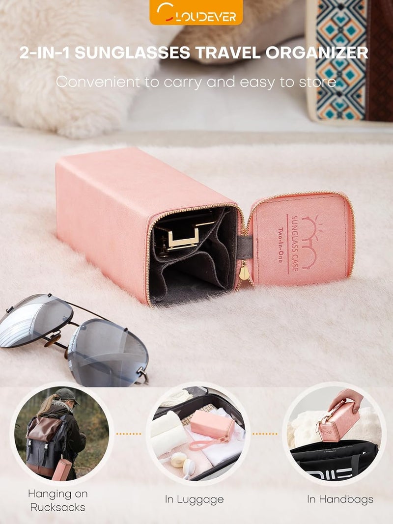 cloudever Sunglasses Travel Case Organizer Hangable for Men Women, Eyeglasses Foldable Storage Organizer - Image 3